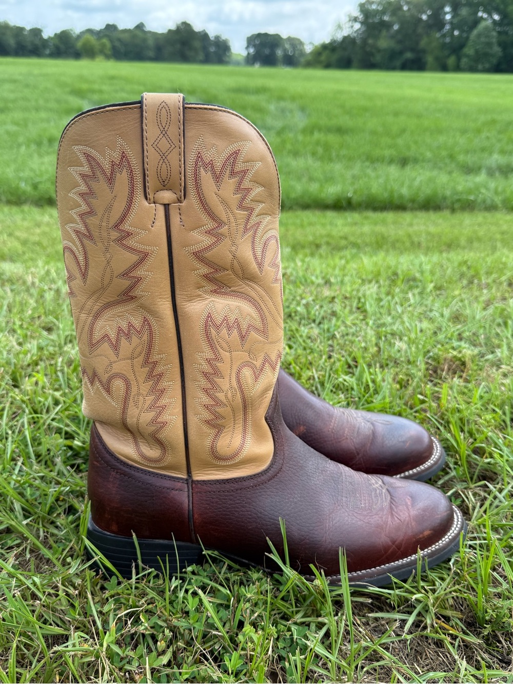 Justin AQHA Two-Tone Brown & Tan Western Boots (Style 4851)